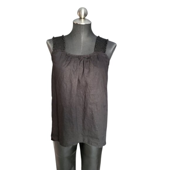Saks Fifth Avenue Black Linen Tank Top Womens Sz Small - Picture 2 of 8